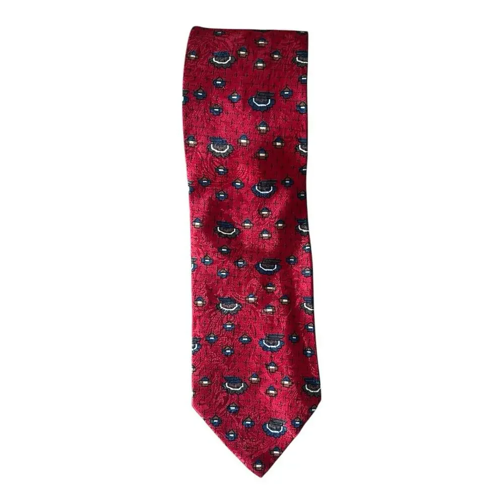 Vintage Christian Dior Monsieur Red Floral Silk Necktie